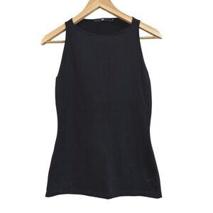 Jarbo Sleeveless Top‎ Black Boatneck Fitted Stretch Supplex Lycra USA Womens 4